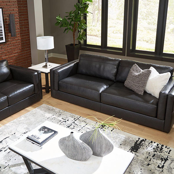 Beautiful black leather living room set
