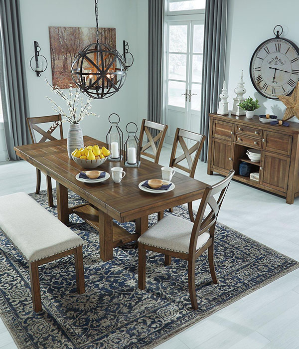 Beautiful wooden dining set in beautiful house