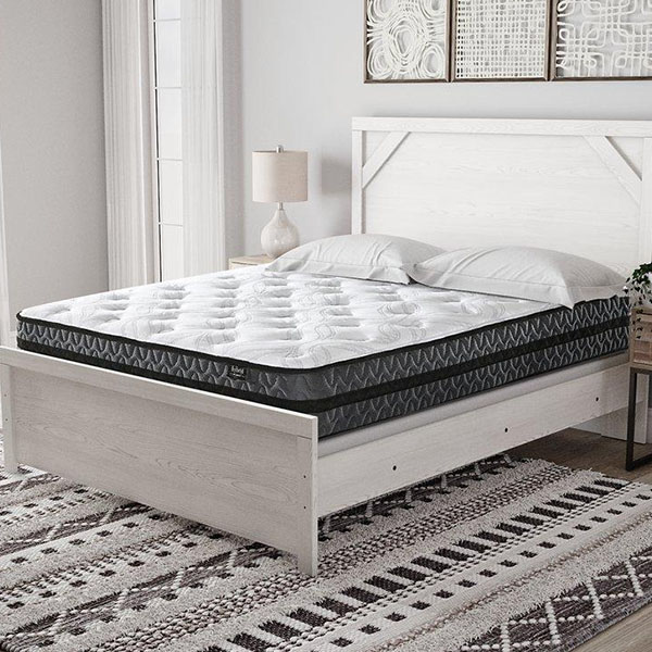 White mattress in empty bedroom