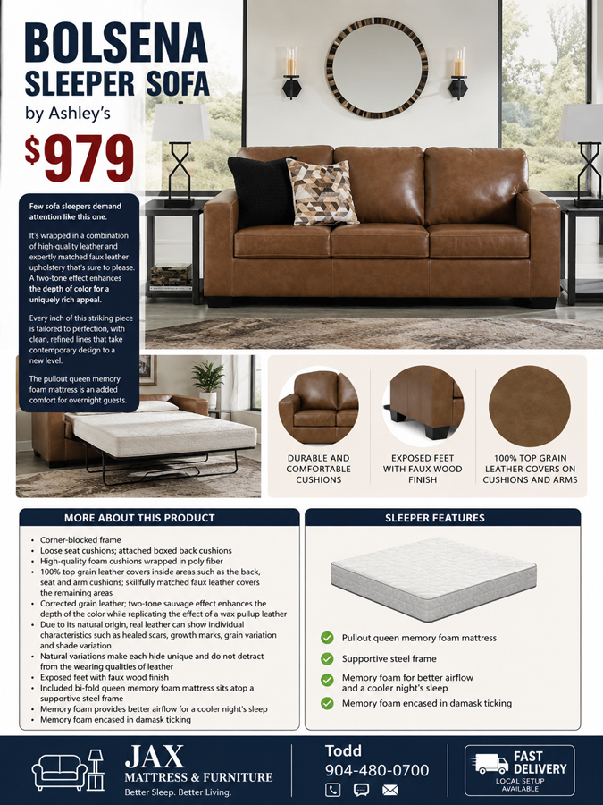 Bolsena Sleeper Sofa by Ashley’s