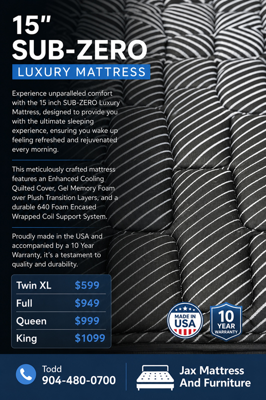 15 inch SUB-ZERO Luxury Mattress Banner